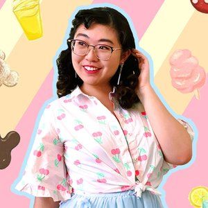 Target Museum of Ice Cream Cherry Youth Bell Sleeve Button Up Collared Shirt